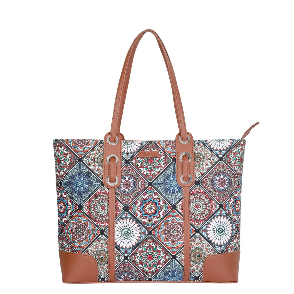 Multicolour Printed Women  Hand Crafted Fabric Shoulder Tote Bag Satchel Purse